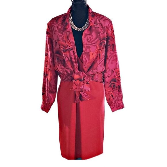 Tower Hill Collections Red Sleeveless Pullover Deep V-neck Knit Dress Size XL - Picture 8 of 8